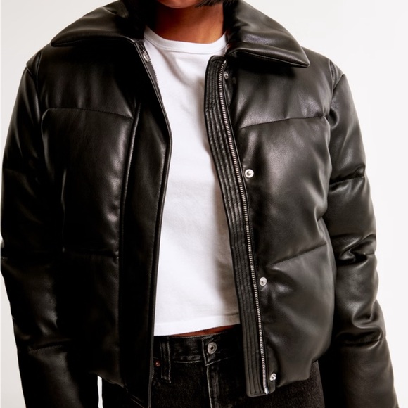 NWOT Abercrombie & Fitch Vegan Leather Mini Puffer - Picture 9 of 10